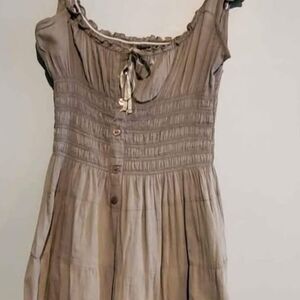 Brown Sleeveless Button-Down Dress
